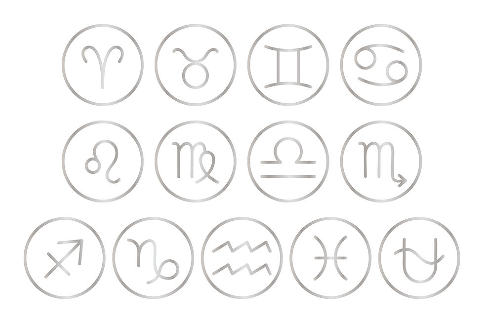 Thumbnail: Zodiac Icons Clip Art Set, Astrology Icons, PNG, SVG, VECTOR, Black, White, Silver, Gold, Border and Transparent