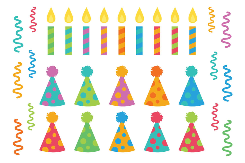 Thumbnail: Happy Birthday Party Clip Art Set, Cake, Banner, Balloons, Gifts, Presents, Confetti, PNG, SVG, VECTOR