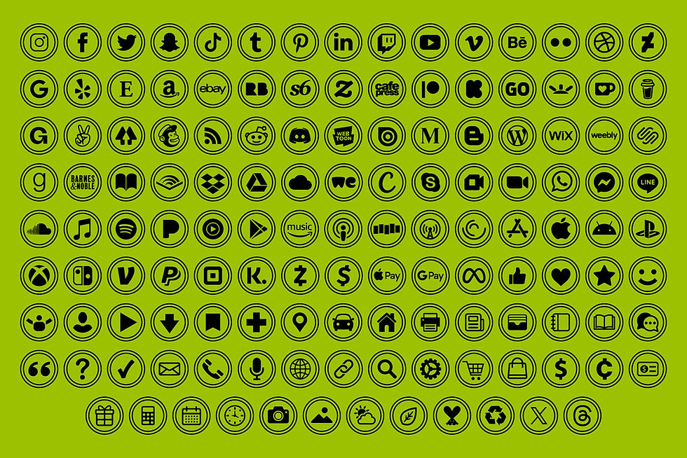 Thumbnail: Circle Double Outline Social Media Icons Set, Round Icons, Social Media Symbols, PNG, SVG, VECTOR