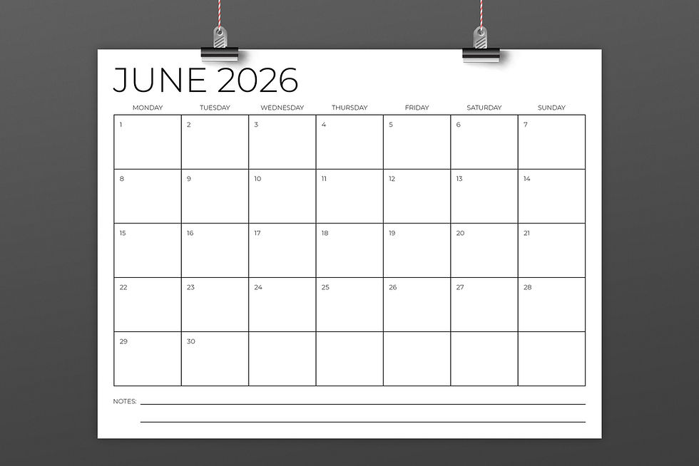 Thumbnail: 2026 8.5 x 11 Inch Thin Sans Serif Calendar Template, Monday to Sunday, Print Ready PDF