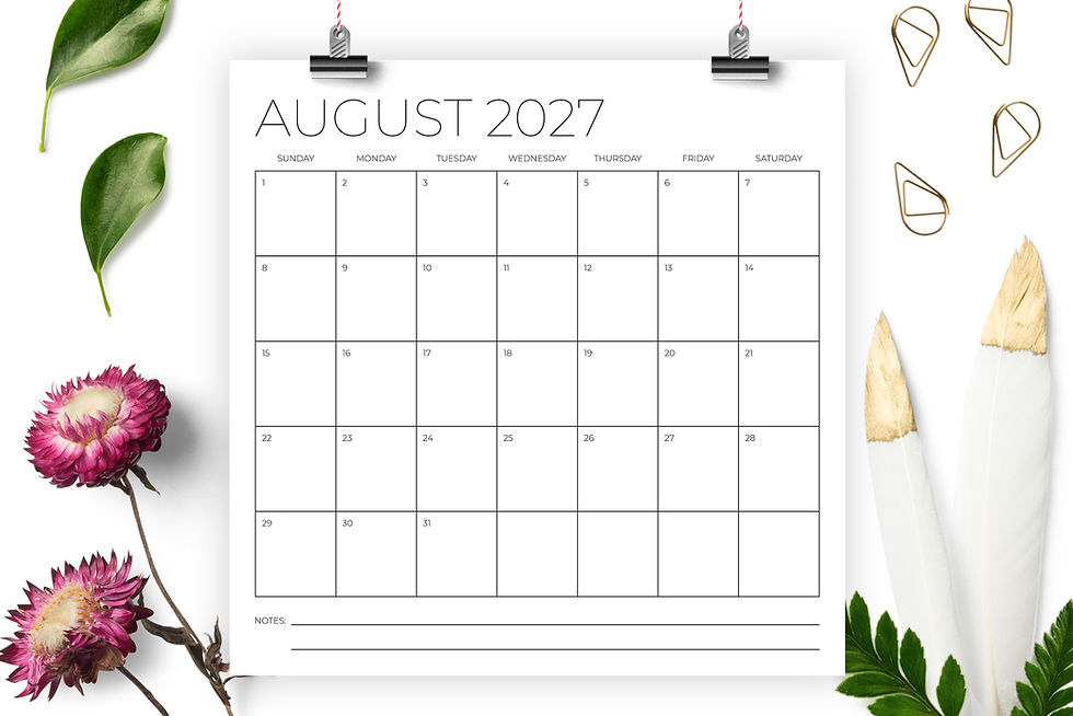 Thumbnail: 2027 Square 12 x 12 Inch Thin Sans Serif Calendar Template, Calendar PDF, Printable Calendar, Blank Calendar