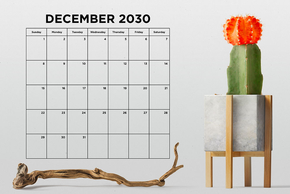 Thumbnail: 2030 Small Number 8.5 x 11 Inch Calendar Template, Blank Calendar, Printable Calendar, Simple, 8x8 inch, PDF, JPG, PNG, INDD