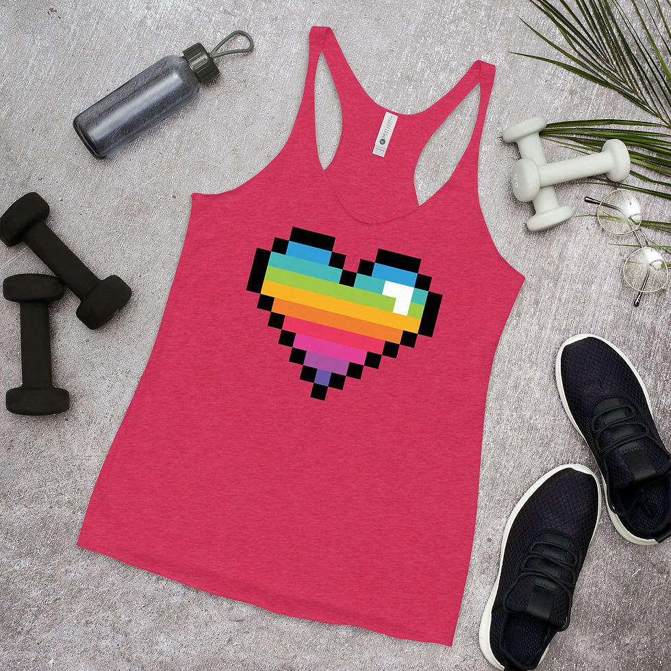 Thumbnail: 8-Bit Horizontal Stripe Rainbow Pixel Heart Women's Racerback Tank