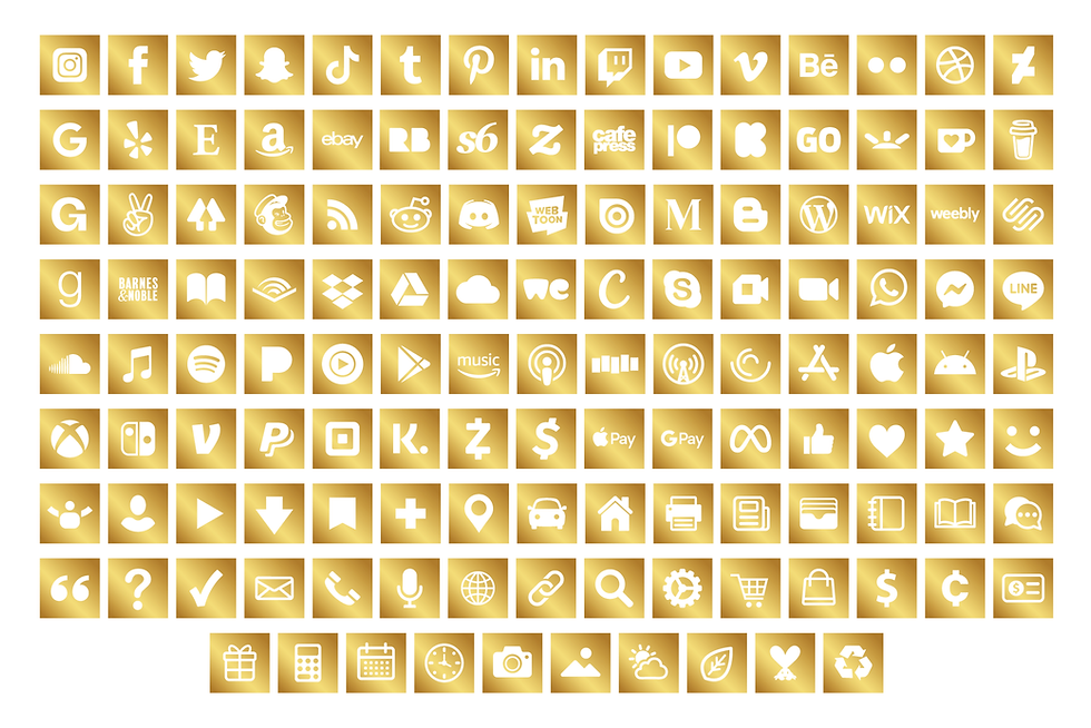 Thumbnail: Gold Square Social Media Icons Set, Gold Icons, Social Media Symbols, PNG, SVG, VECTOR