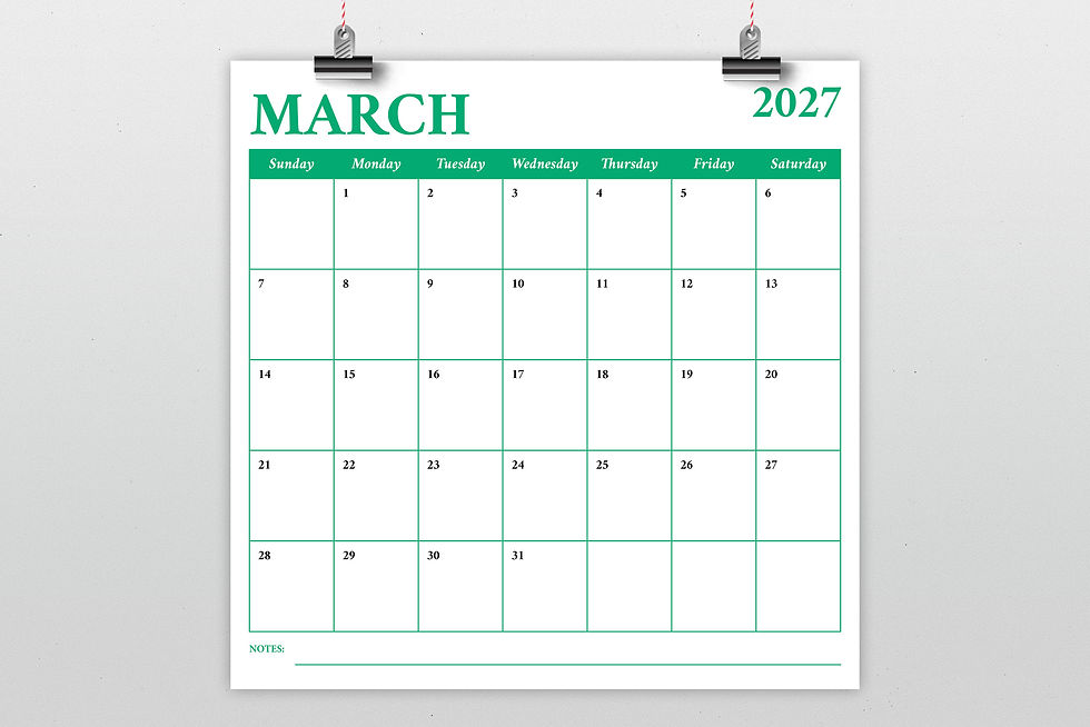 Thumbnail: 2027 Square Serif Bold COLOR 12x12 Calendar Template, Printable Calendar, Blank Calendar, INDD, PDF, JPG, PNG