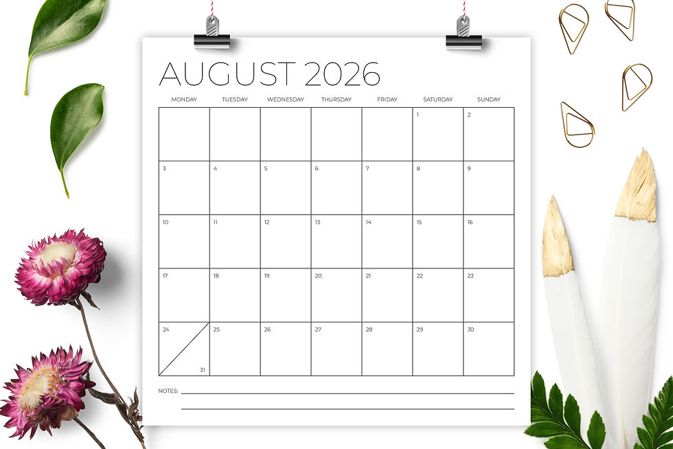 Thumbnail: 2026 Square Monday to Sunday 12 x 12 Inch Thin Sans Serif Calendar Template, PDF, Printable Calendar, Monday to Sunday