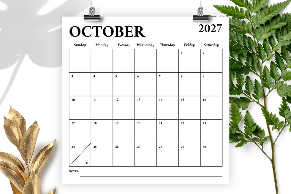 Thumbnail: 2027 Square 12 x 12 Inch Bold Serif Calendar Template, Calendar PDF, Printable Calendar, Blank Calendar