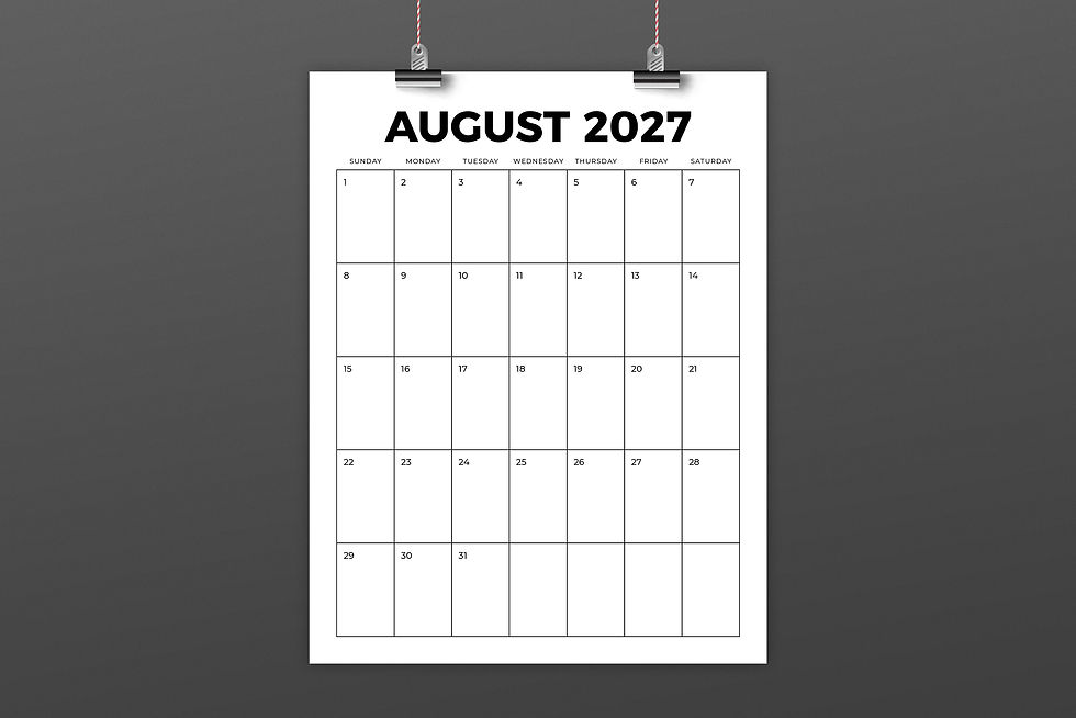Thumbnail: 2027 Vertical Bold 8.5 x 11 Inch Calendar Template, Printable, Blank Calendar, PDF