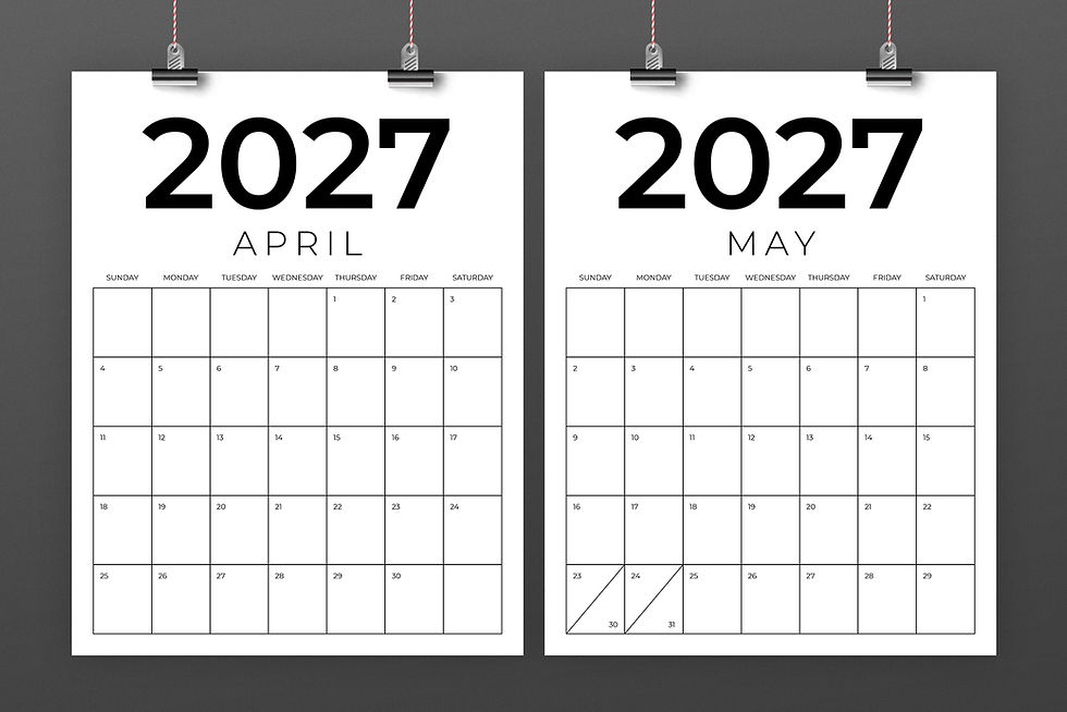 Thumbnail: 2027 Vertical 8.5 x 11 Inch Sans Serif Calendar Template, Calendar PDF, Printable Calendar, Blank Calendar