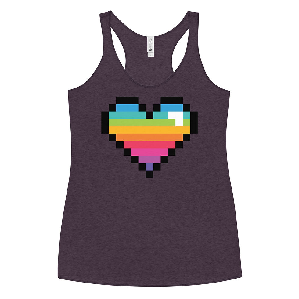 Thumbnail: 8-Bit Horizontal Stripe Rainbow Pixel Heart Women's Racerback Tank