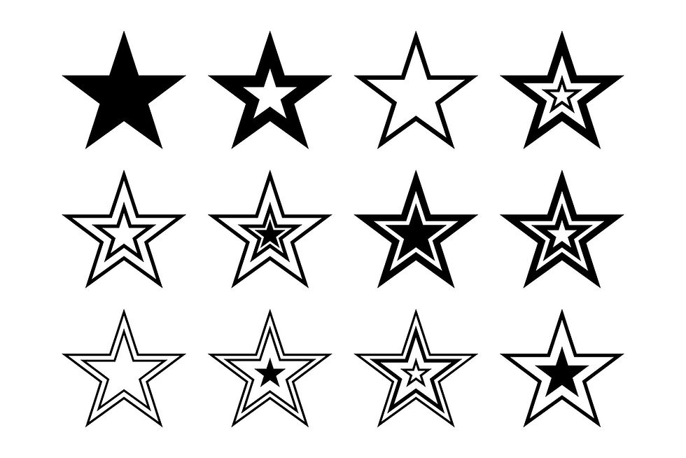 Thumbnail: Black, Silver, and Gold Stars Clip Art Set, Star Icons, PNG, SVG, VECTOR