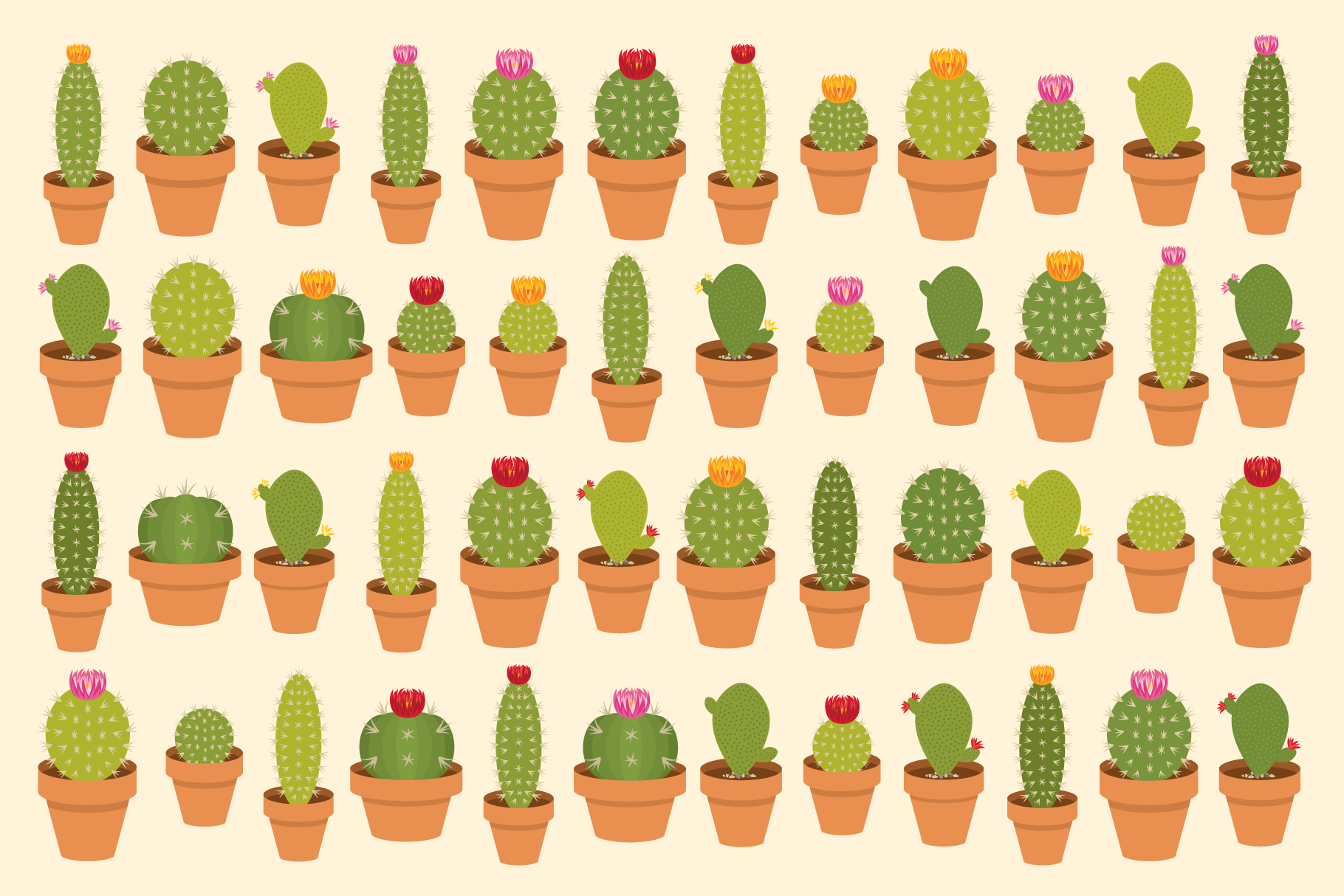 Potted Cactus Clip Art Set, Succulent Clipart, PNG, SVG, VECTOR