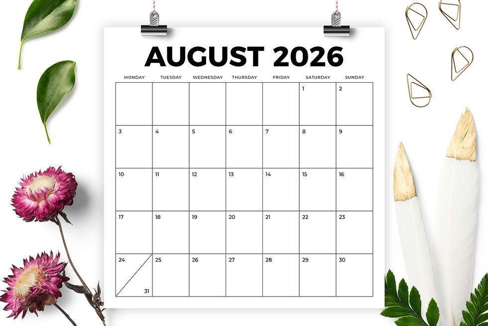 Thumbnail: 2026 Square BOLD 12x12 Calendar Template, Monday to Sunday, Printable, Blank Calendar