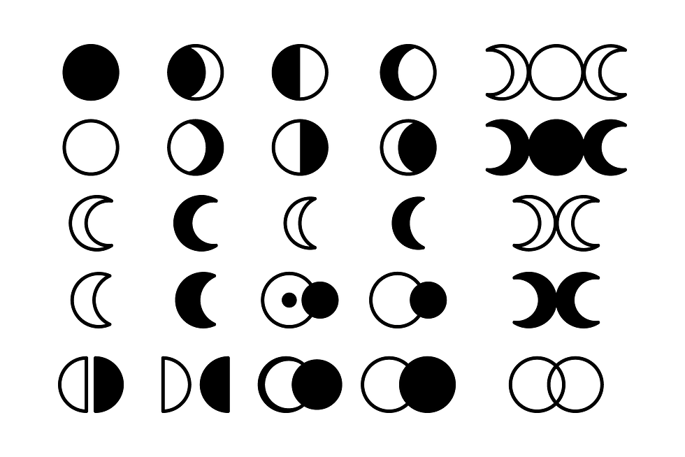 Moon Cycle Icons Clip Art Set, Astrology Clipart, PNG, SVG, VECTOR