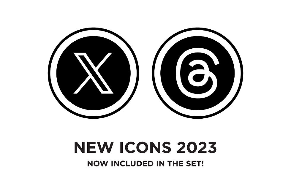 Solid Circle Outer Border Social Media Icons Set, Round Social Media Symbols, PNG, SVG, VECTOR