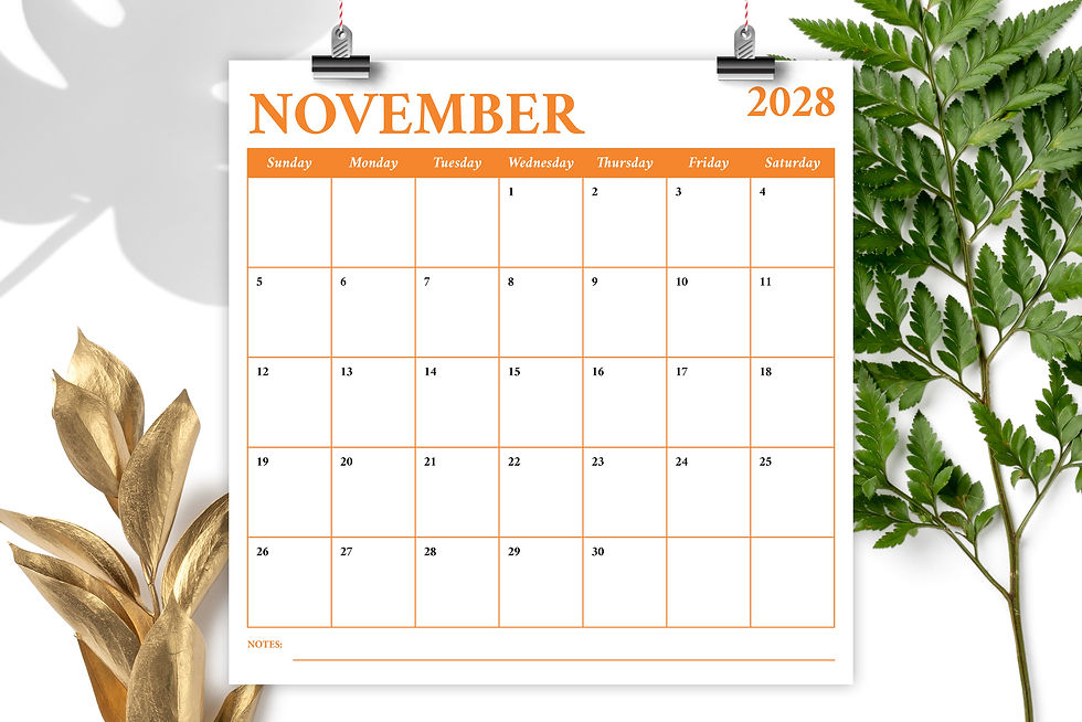 Thumbnail: 2028 Square Serif Bold COLOR 12x12 Calendar Template, Printable Calendar, Blank Calendar, INDD, PDF, JPG, PNG