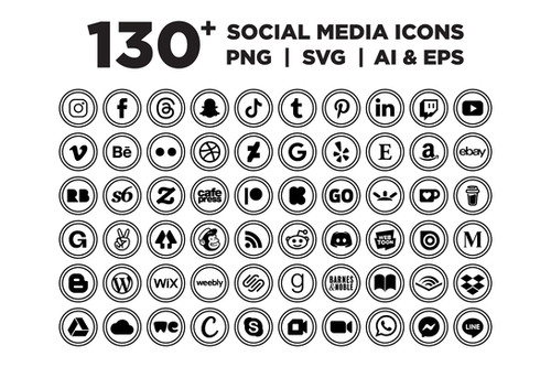 Circle Double Outline Social Media Icons Set | Running With Foxes