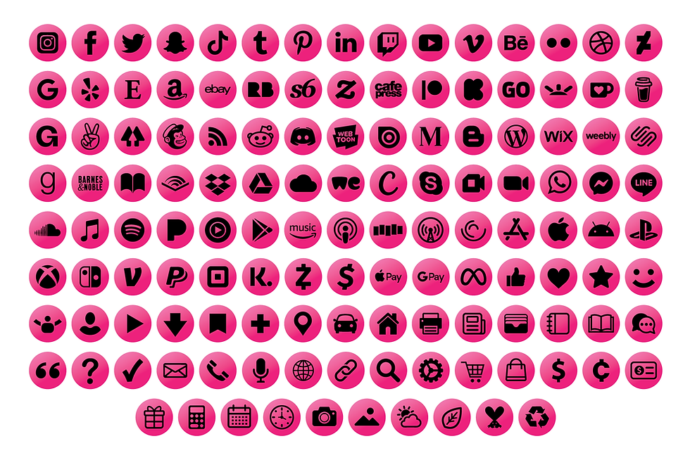 Thumbnail: Pink Circle Social Media Icons Set, Round Icons, Social Media Symbols, PNG, SVG, VECTOR