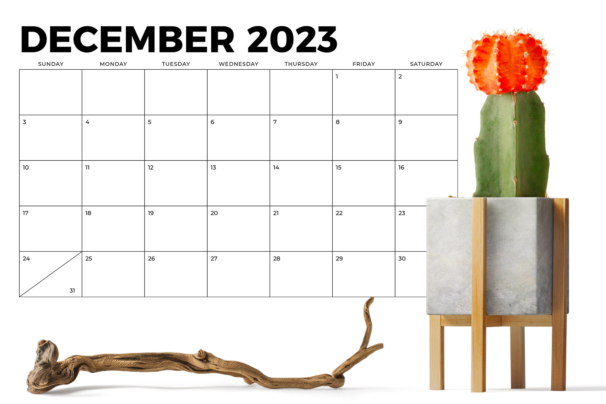 2023 11 x 17 Inch Bold Sans Serif Calendar Template | Running With Foxes