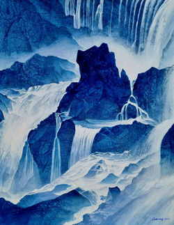 016, 조광기, 이과수폭포4, 91 x 72 cm, 한지에 돌가루와 안료 아크릴, 2026, 900만원