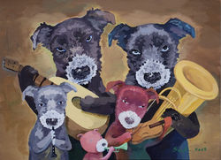 004, 박계숙, 즐거운 가족-12, 33 x 45 cm, 캔버스에 아크릴, 2023, 120만원