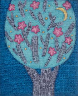 019, 조수정, 푸르른 달밤, 27.3 x 22.0 cm, 황마에 백토와 혼합재료, 2024, 60만원