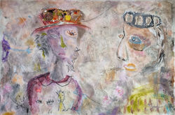 이명순2, 조아한다구, 39.5 x 59.0 cm, 한지 위에 아크릴. 크레용. 잡지, 2022