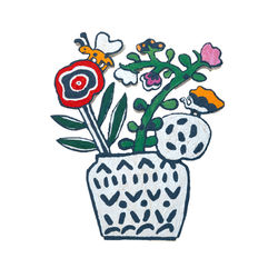 014, 키킴, 나비 두마리가 있는 화병, 38 x 31 cm, 나무 위에 아크릴, 2026, 90만원