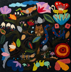 021, 키킴, 정원의 노래3, 50 x 50 cm, 나무 위에 한지, 2026, 300만원