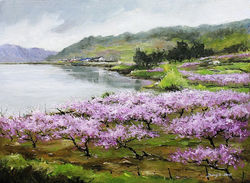 005, 장동주, 복사꽃 핀 강변, 90.9 x 72.7 cm, 캔버스에 오일, 2019, 250만원