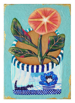 038, 구채연, 마주보다, 22.7 x 15.8 cm, mixed media on canvas, 2024, 50만원