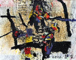 함섭2, ONE'S HOME TOWN 2063, 32 x 41 cm, korea paper & mixed media, 2020