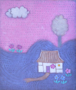 007, 조수정, 노을 자욱, 53.0 x 45.5 cm, 나무판넬에 혼합재료, 2022