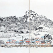 관매도풍경, 20x55cm,  화첩에 수묵, 2020.JPG
