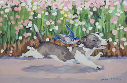 035, 박계숙, 파랑새, 23 x 34 cm, 캔버스위에 아크릴, 2022, 70만원