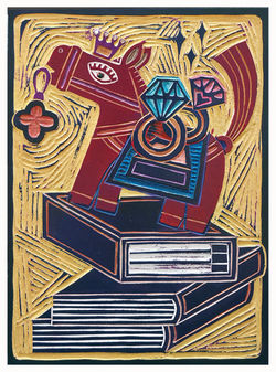 006, 신미경, 다다익복 (LOVE YOUR LIFE 09), 32 x 24 cm, acrylic ink on embossed wood panel, swarov