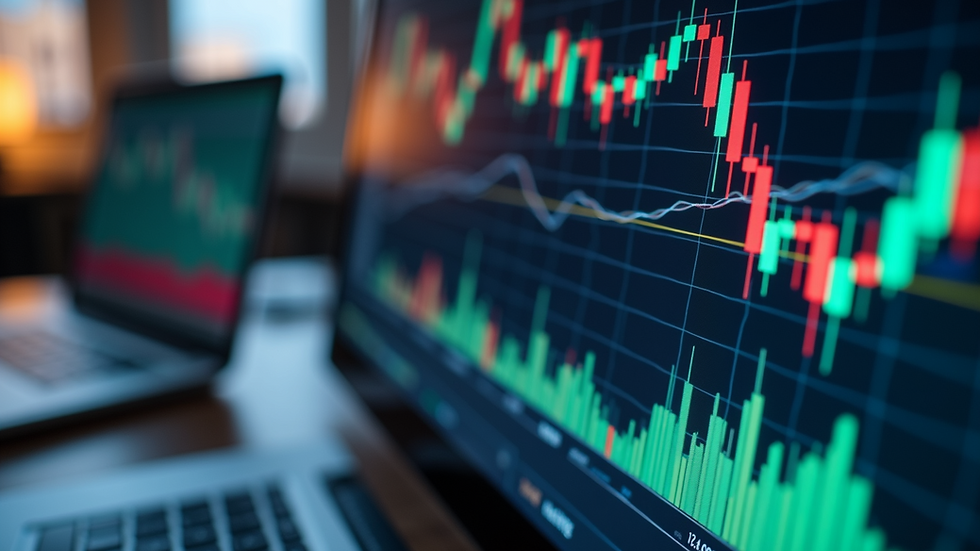 High-angle view of trading charts on a computer screen