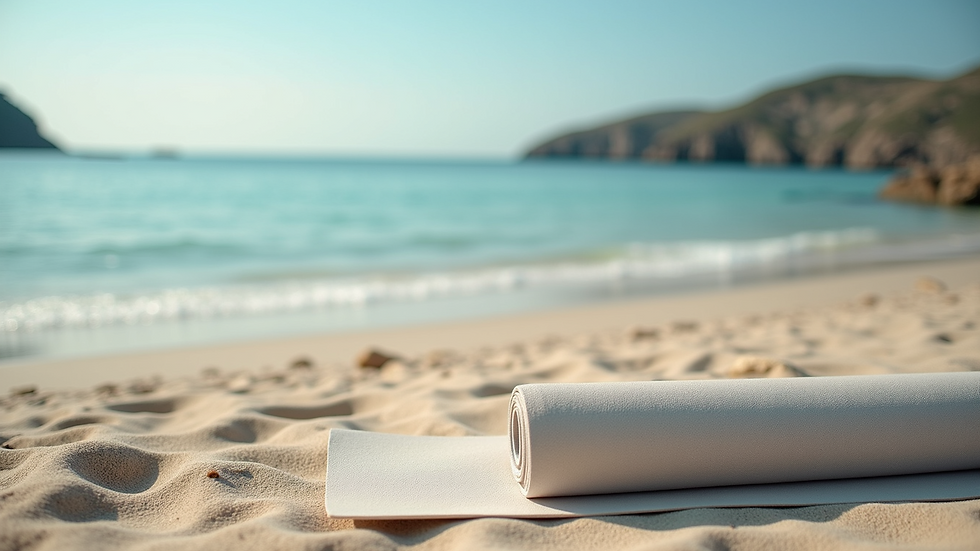 High angle view of a yoga mat on a tranquil beach