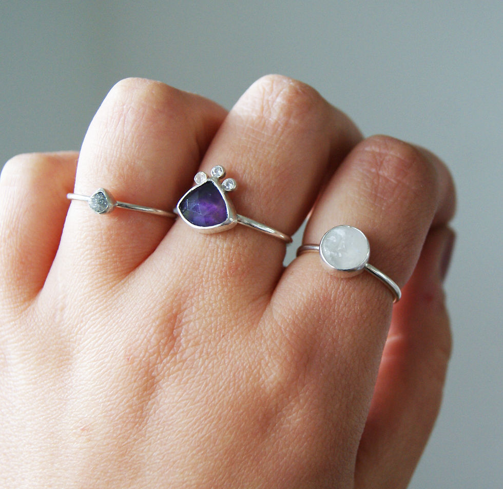 Thumbnail: Moonface Carved Moonstone Ring in Silver 