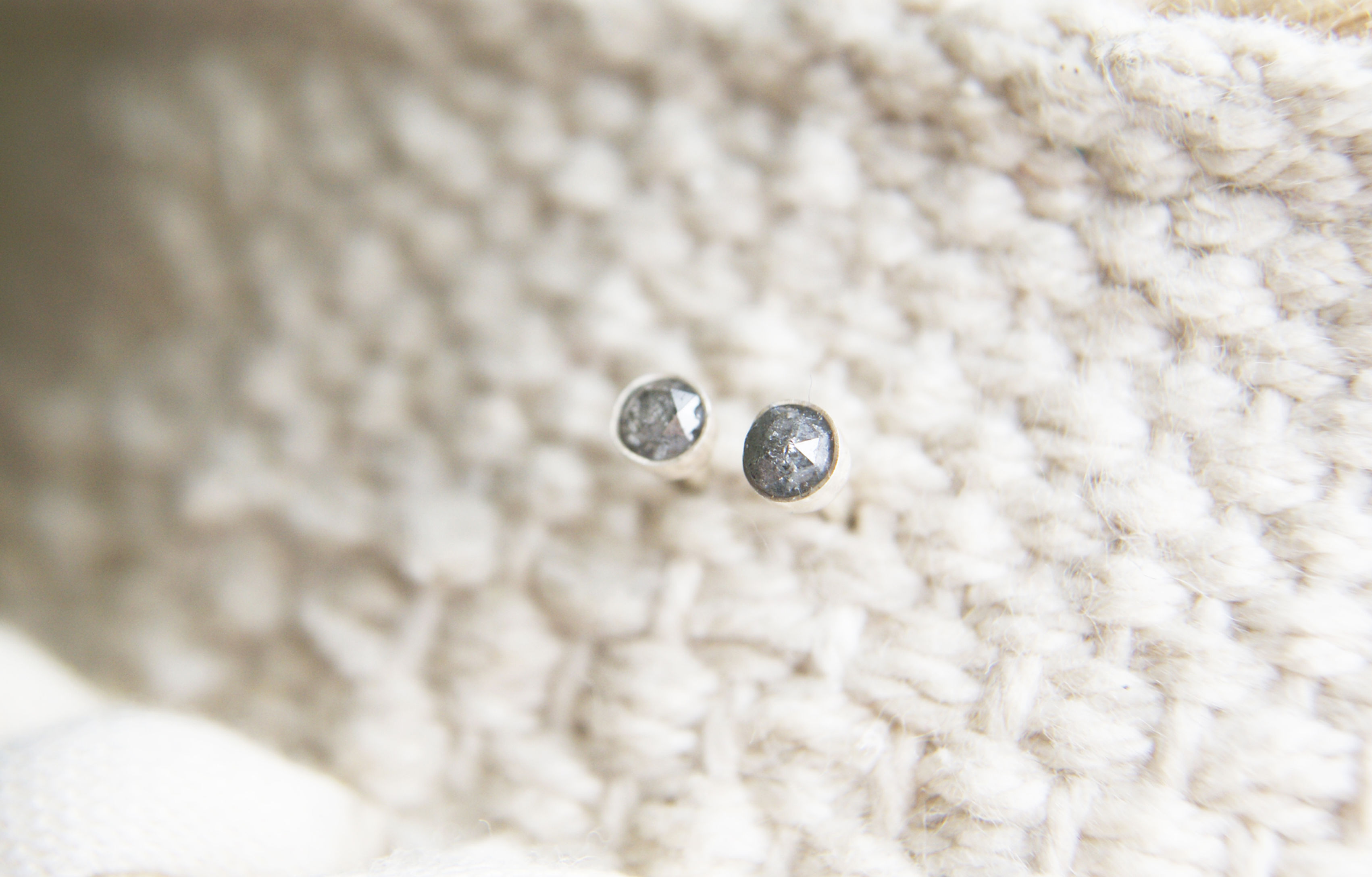 Salt and Pepper Natural Diamond Studs 4mm in Silver