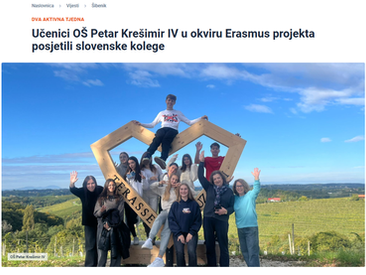 Dva aktivna tjednaUčenici OŠ Petra Krešimira IV. U okviru Erasmus projekta posjetili slovenske kolege