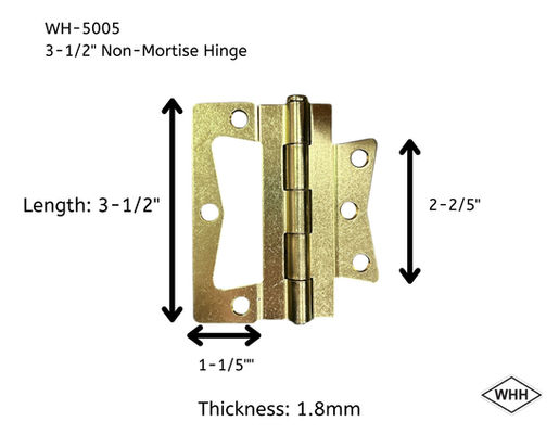 WH-5005 3-1/2" Non Mortise Hinge Spec.