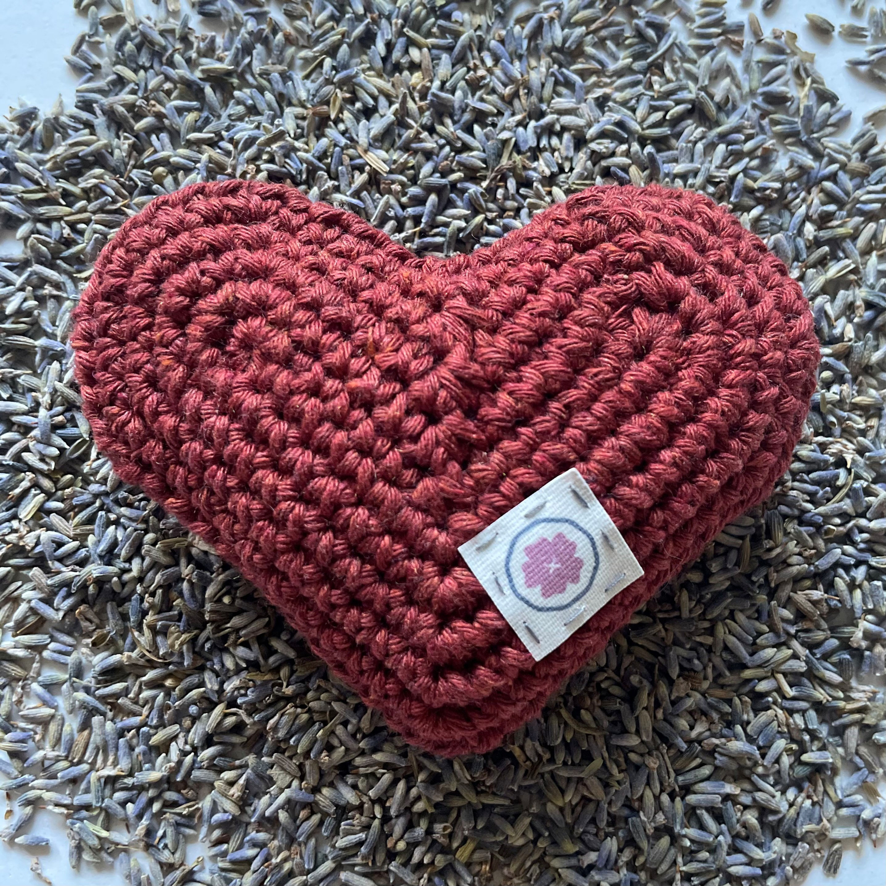 Organic Lavender Crochet Mettā Heart Sachet - Red