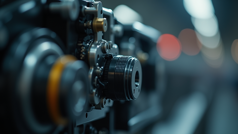 Close-up view of mechanical device components in motion