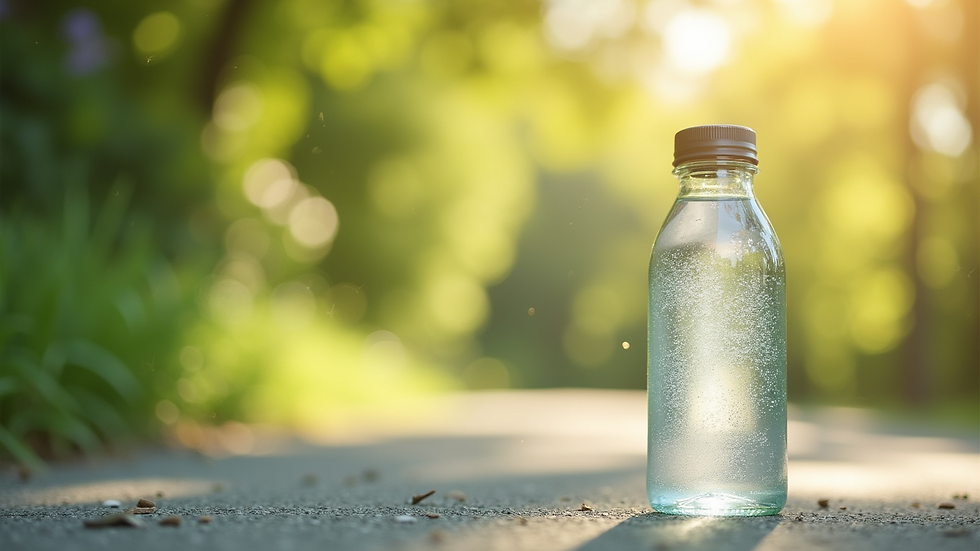 Close-up view of eco-friendly water bottle with natural lighting