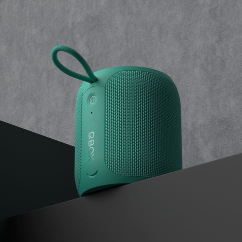 3d render of freen bluetooth speaker on the black background