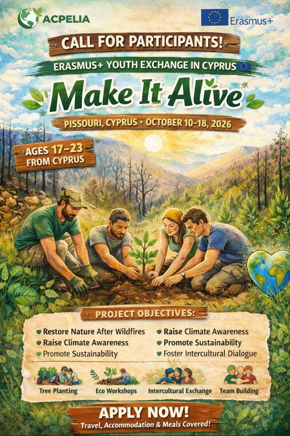 Youth Exchange “Make It Alive”  – Pissouri, Limassol, Cyprus, 10–18 October 2026 