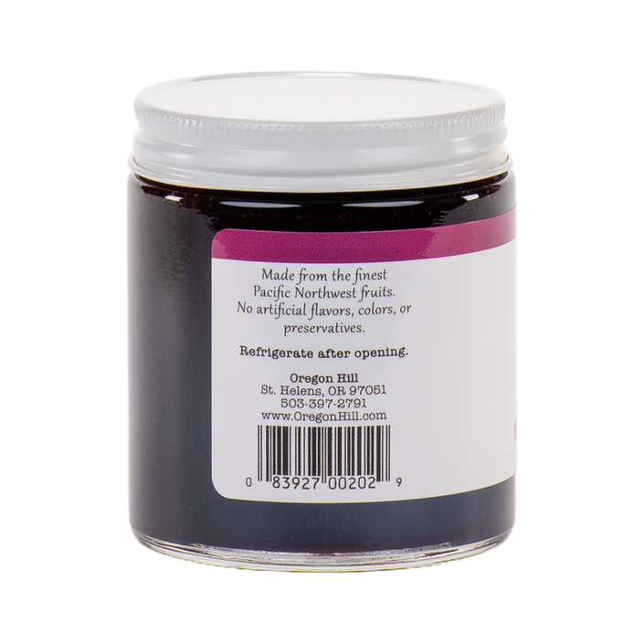 Oregon Hill Farms marionberry jam SKU and product code label