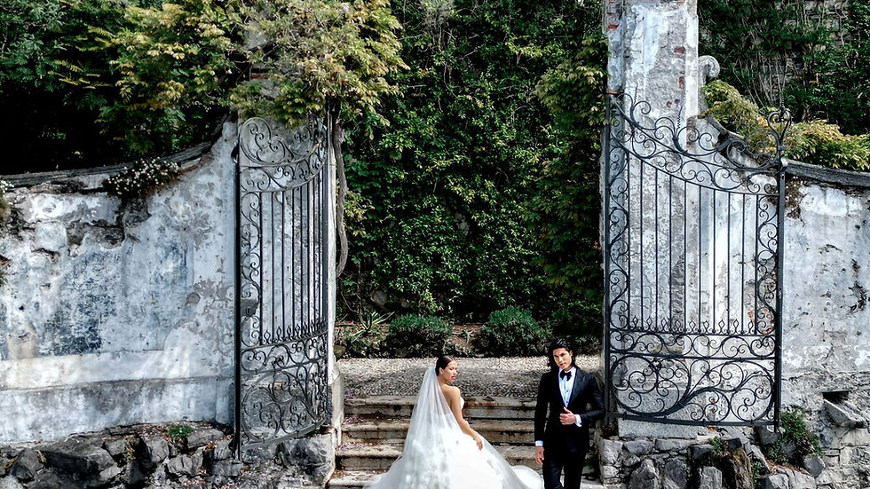 TopBridal Paris bride at a private villa wedding in Lake Como, Italy — Paris wedding dress rental and Lake Como wedding photos