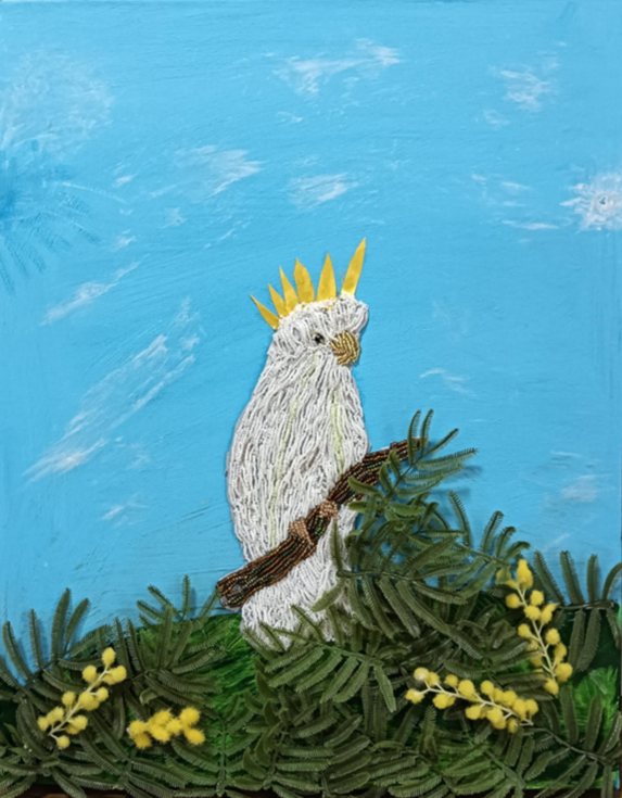 White Cockatoo in a Willow Tree